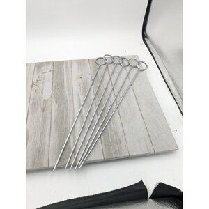 Set of 6 Stainless Steel Shish Kebab Skewers Grilling 13 1/4 inches Long